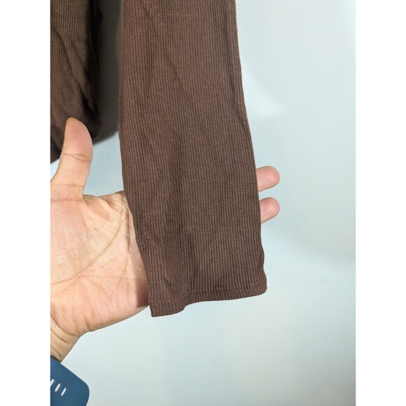 SHEBIRD Womens Brown Long Sleeve Crewneck Bra Top Sz M/L Fitted Casual Comfort - Picture 4 of 8